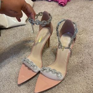 Fashionnova Samba 2 Nude Jeweled Heels